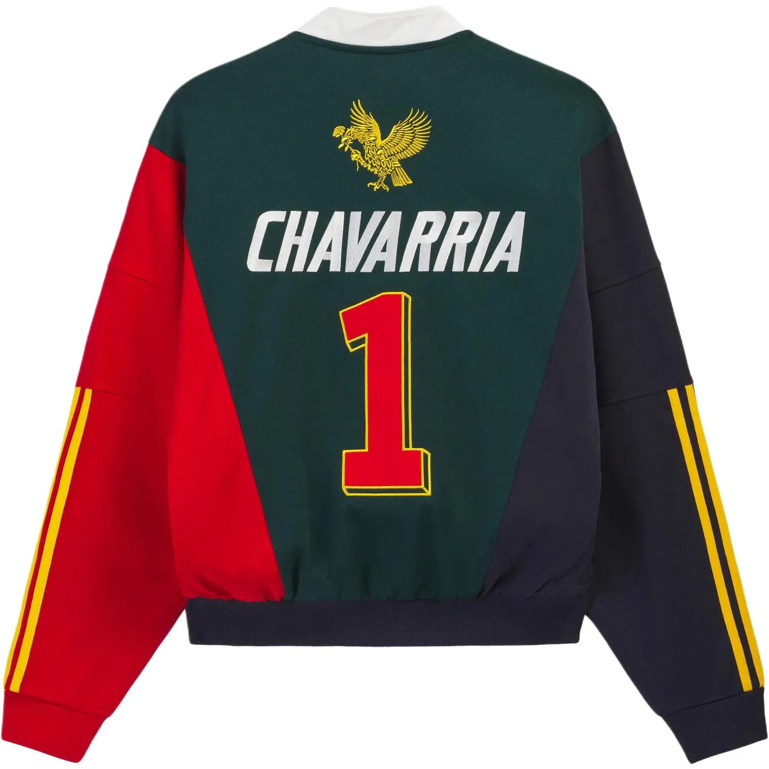 Футболка поло Adidas Originals x Willy Chavarria  Watsonville Quarter Zip, зеленый/темно-синий/красный — фото 4