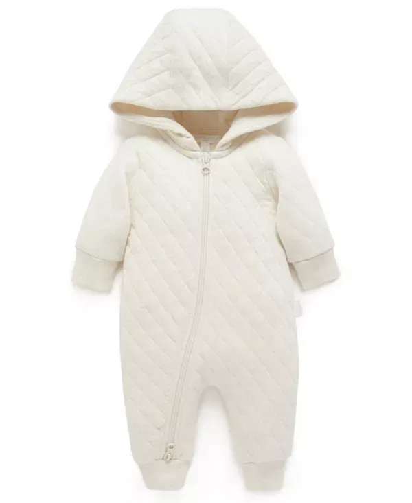 Детский стеганый комбинезон с капюшоном Essentials Quilted Coverall Purebaby, Wheat Melange
