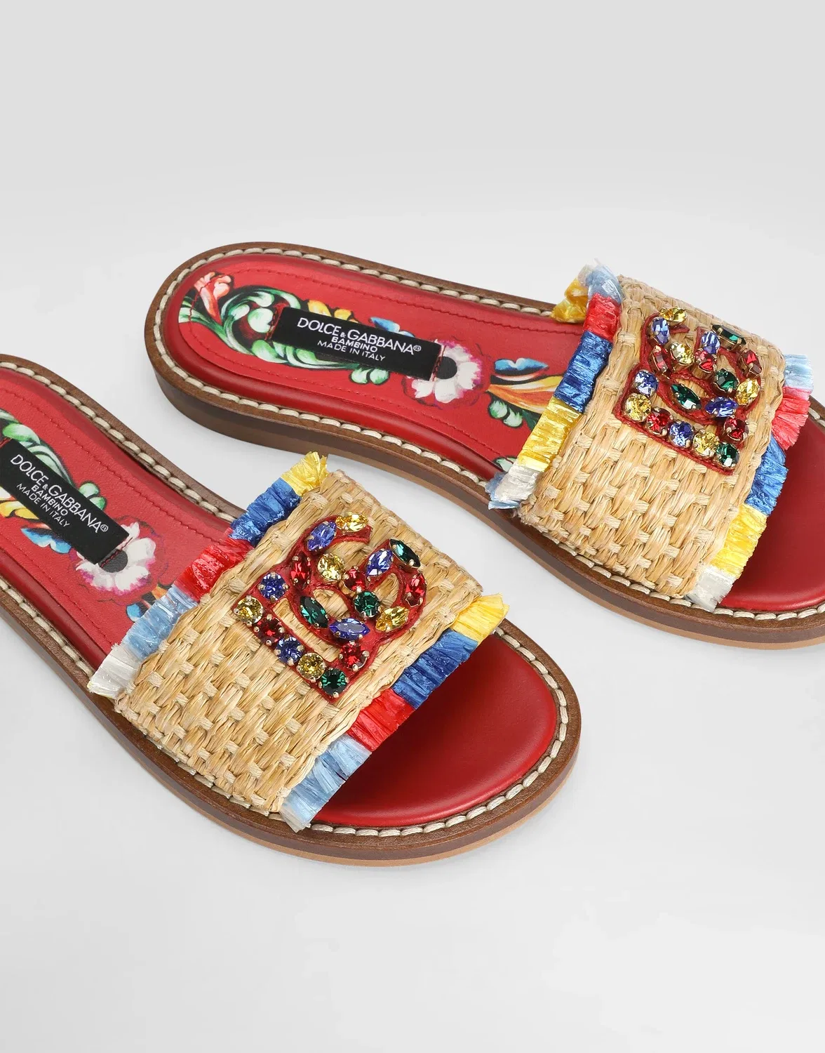 Плетеные шлепанцы-сабо с бахромой DOLCE & GABBANA, бежевый — фото 4
