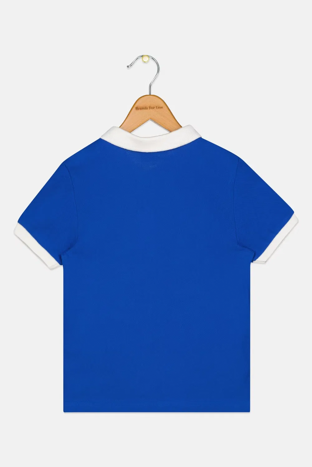Поло детское с коротким рукавом с логотипом бренда Perry Ellis, синее — фото 3