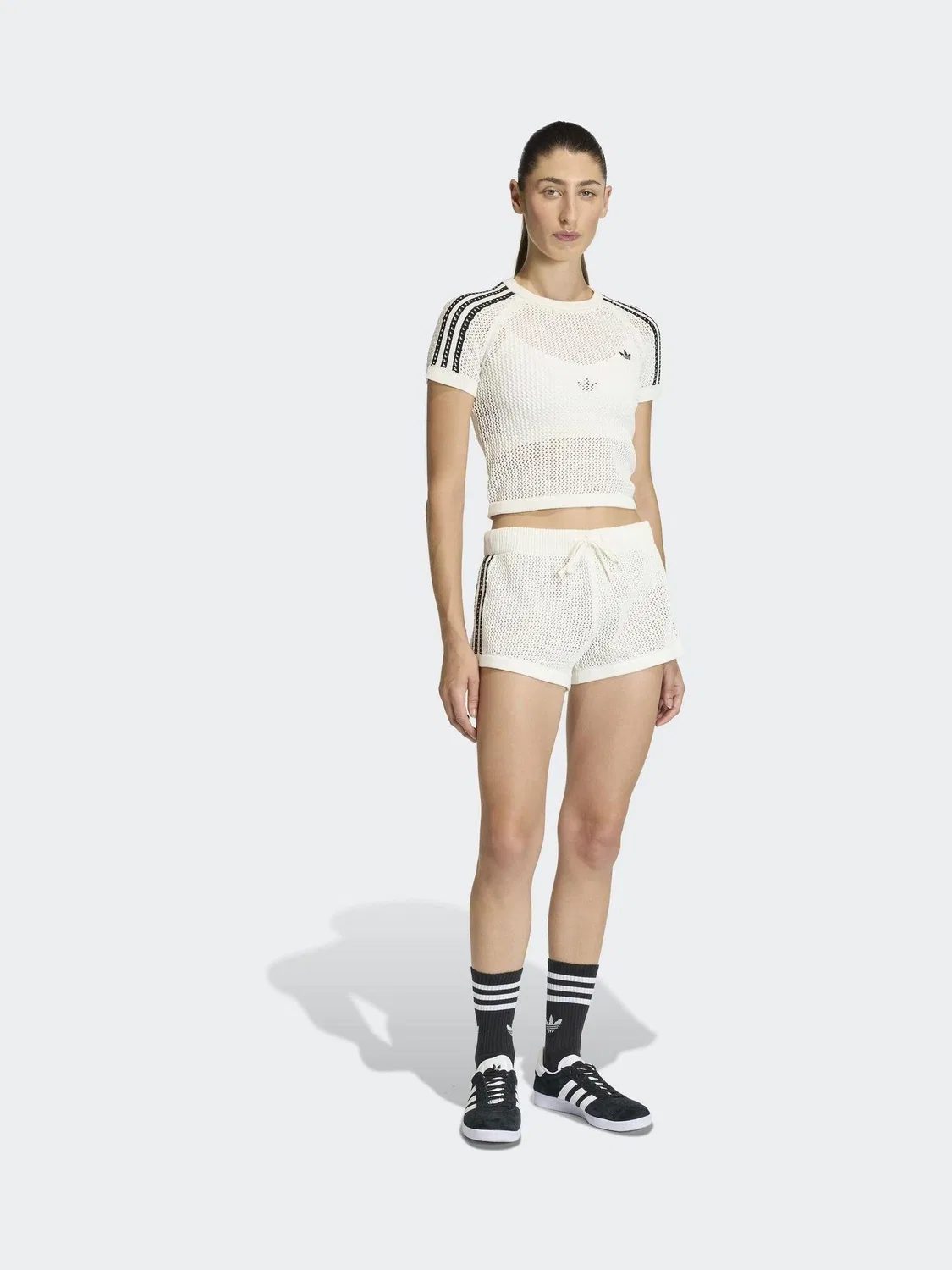 Футболка с вязаным кружевом, Cali Tee, adidas Originals, белый — фото 3