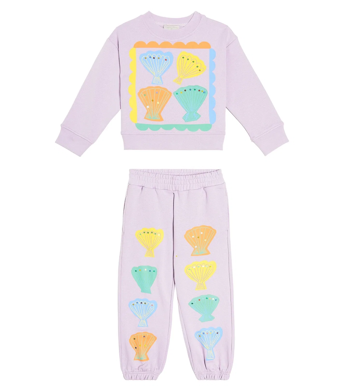 Комплект из свитшота и шорт из флиса с принтом и хлопка Stella Mccartney Kids, фиолетовый