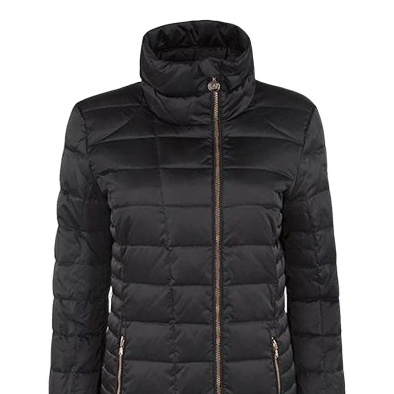 Женская куртка пуховик с воротником-стойкой Emporio Armani, Black — фото 3