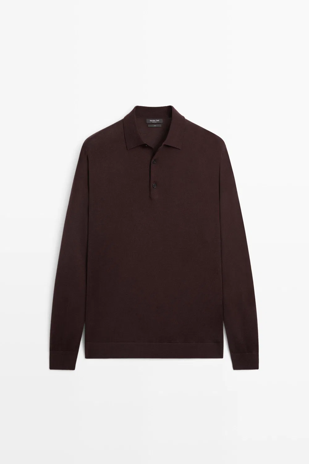 Поло-свитер Massimo Dutti 100% Merino Wool Knit, бордовый — фото 2
