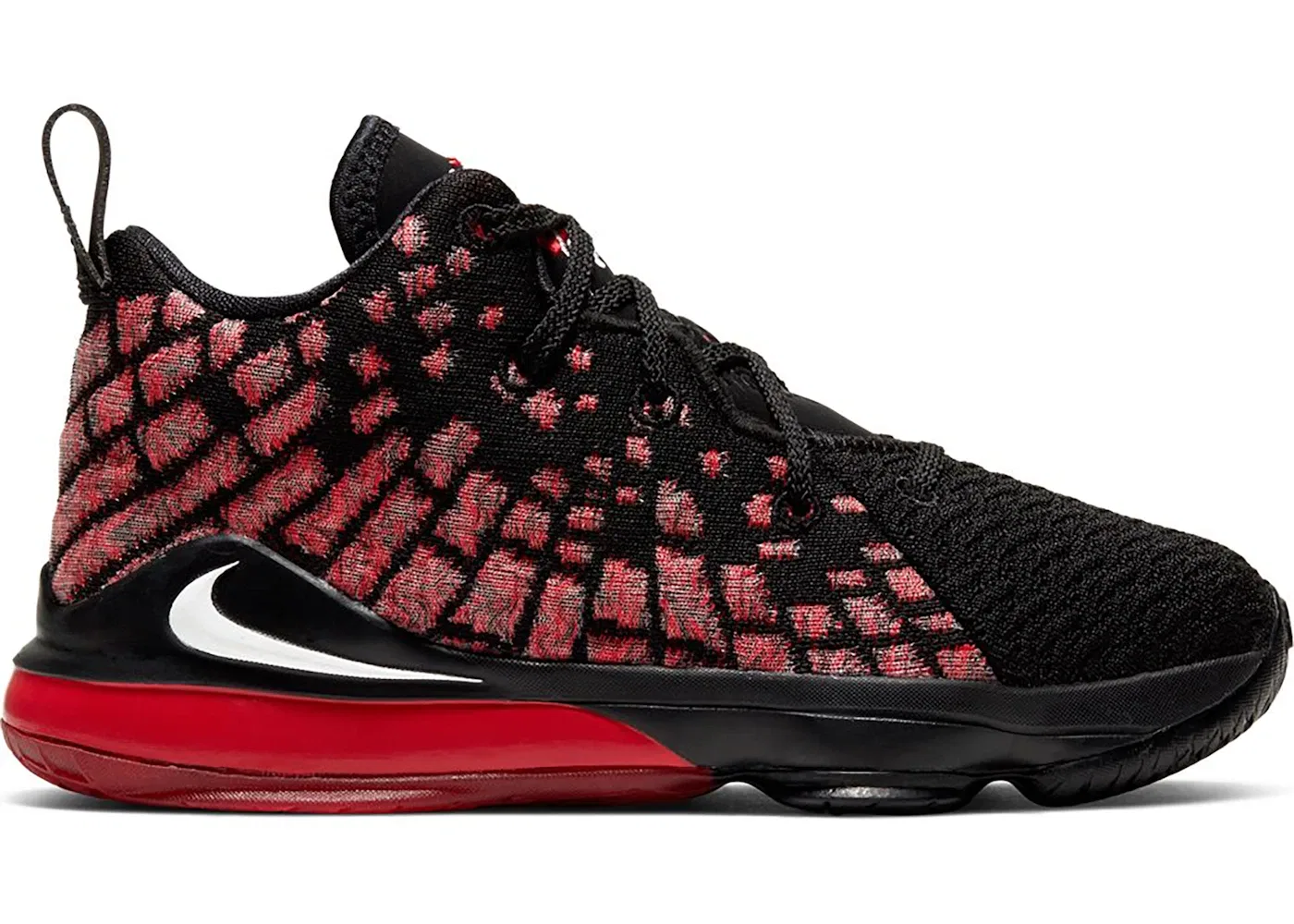 Детские кроссовки для мальчиков с принтом Nike LeBron 17, Black/White-University Red