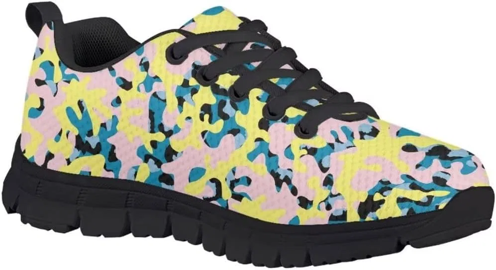Детские кроссовки с сеткой для мальчиков и девочек PinUp Angel, Yellow Pink Navy Camo — фото 2