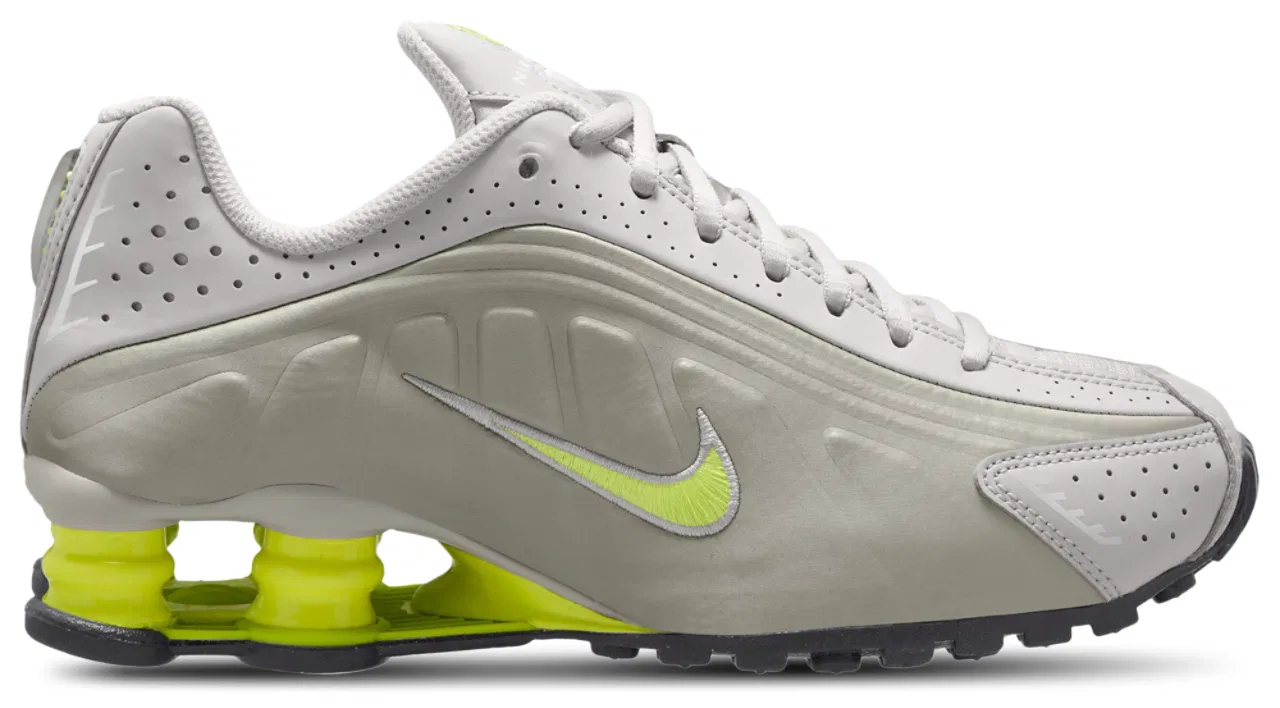 Детские кроссовки для мальчиков с пружинящей амортизацией Shox R4 Nike, College Grey/Volt