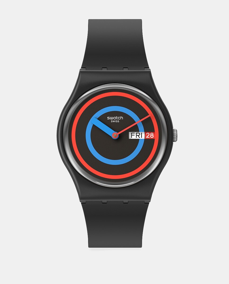 

Circling Black The Январская коллекция SO28B706 Женские часы из биосиликона Swatch, черный