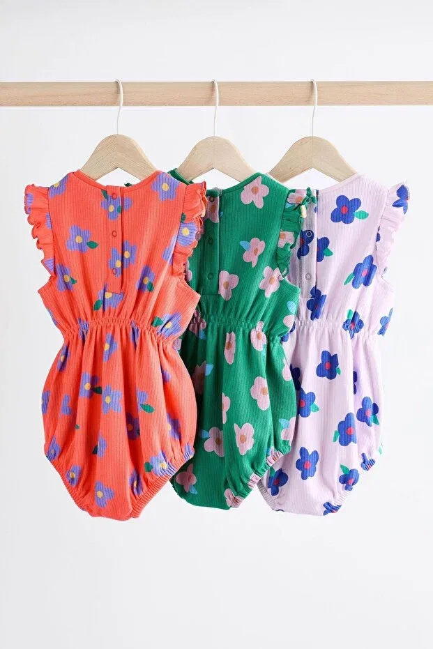 Детский комплект боди-комбинезонов с цветочным принтом Next Baby, Multicolor — фото 2