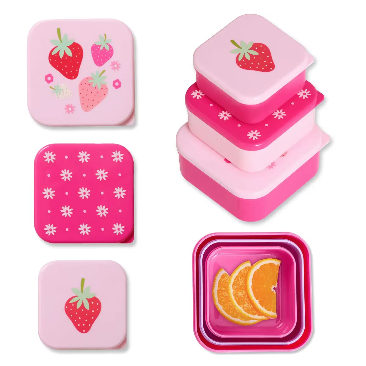Контейнеры для перекуса детские 3 предмета в наборе Strawberry Wildkin, Strawberry