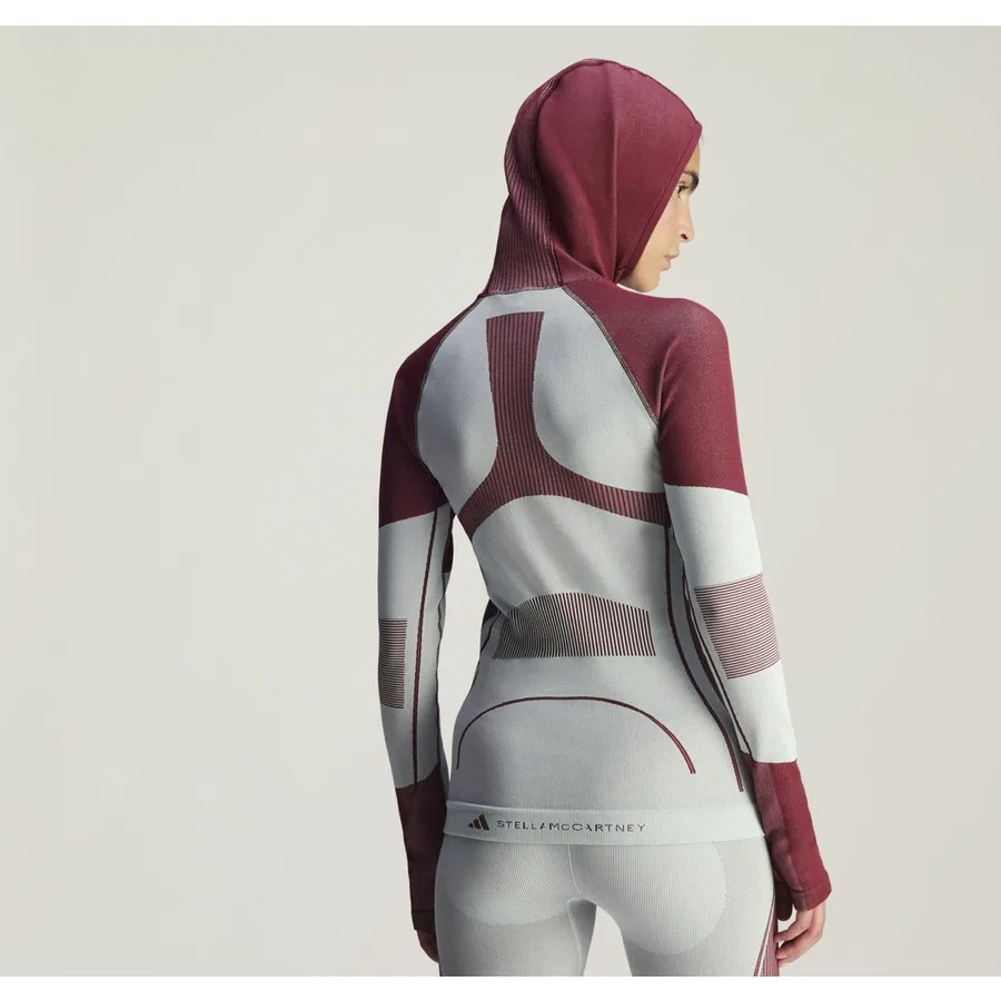 Женский свитшот с капюшоном adidas Asmc Tst Ls Ho, Бордовый — фото 4