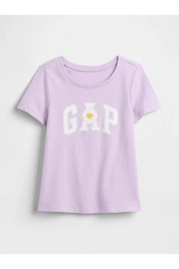 Детская футболка для девочек с принтом Baby Girl Lilac Baby Logo T-Shirt Gap, Lila-001