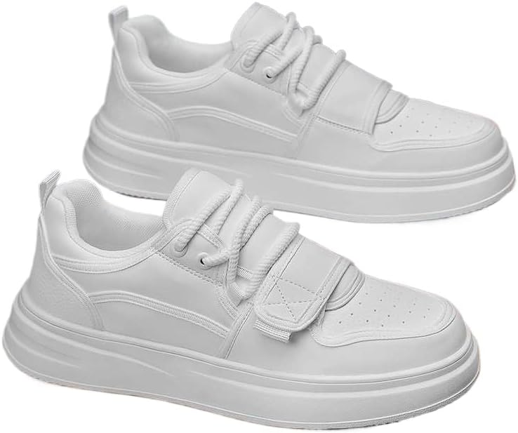 

Мужские повседневные кроссовки с дышащей толстой подошвой, удобной, легкой и мягкой подошвой, с шнуровкой, однотонные Hoalox, белый