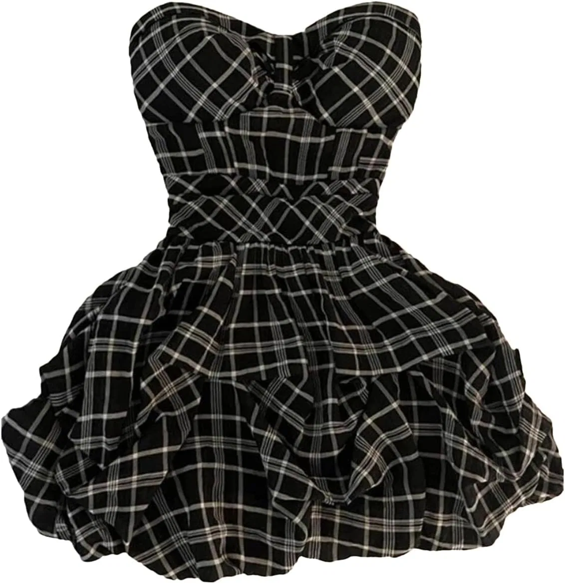 Женское платье мини без рукавов с плиссе A-line, Black/White
