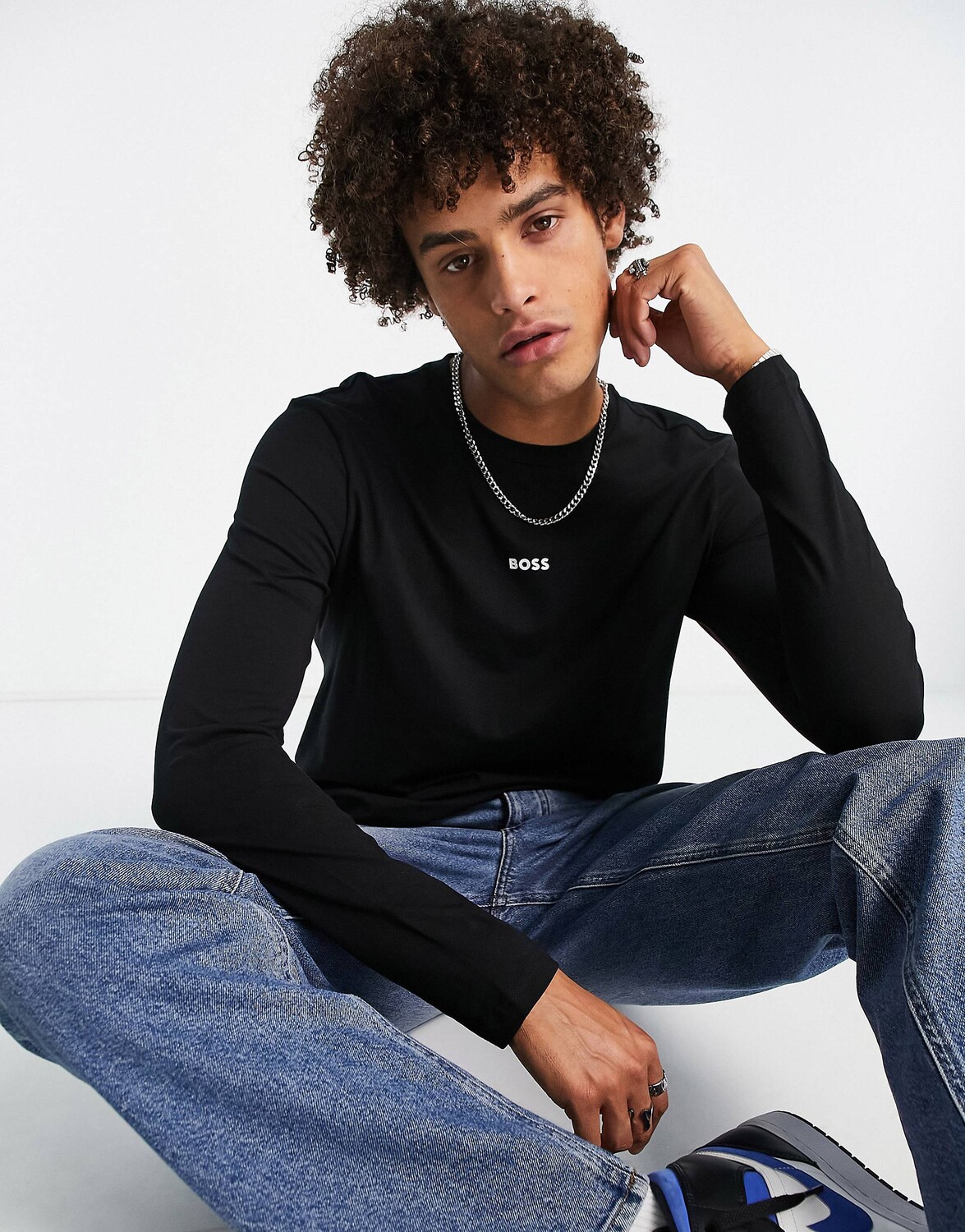 

Черный топ с длинными рукавами BOSS Casual Tchark