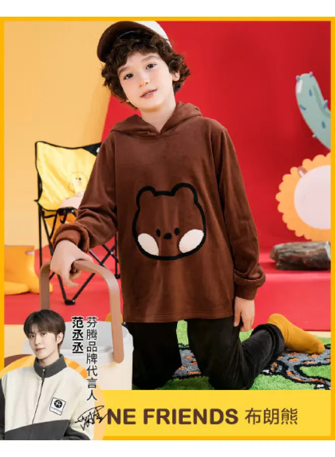 Комплект домашней одежды с капюшоном и флисом, модель Brown Bear, Fenton, коричневый
