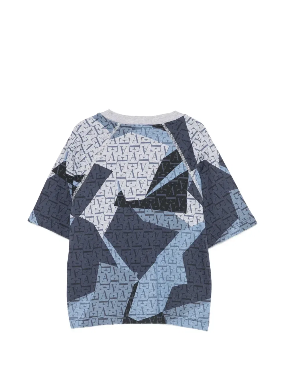 Футболка с регланными рукавами и монограммным принтом Emporio Armani Kids, синий — фото 2