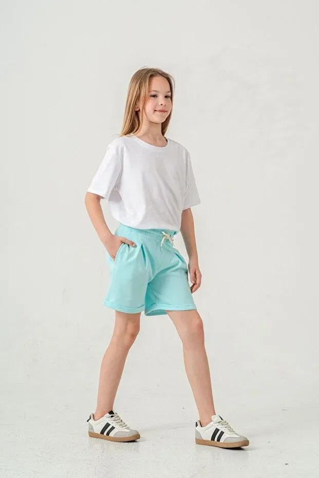 Детские шорты для девочек с широкой штаниной Mışıl Kids, Water Green — фото 2