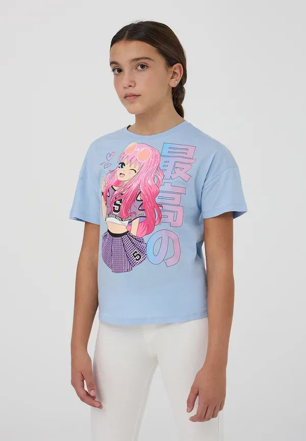 Футболка с принтом, хлопок, Print t-shirt Terranova, Azzurro Chiaro, светло-голубой — фото 2