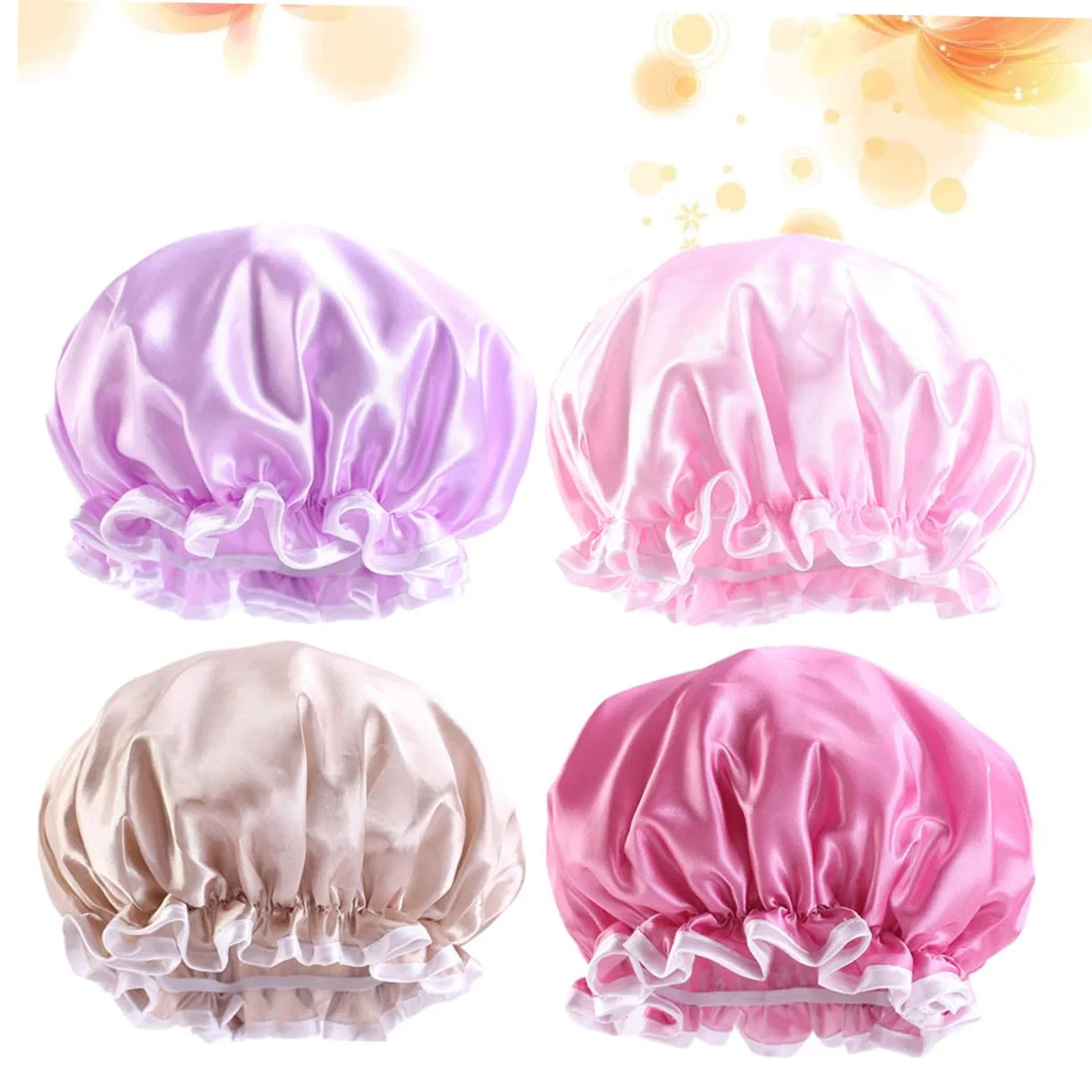 Шапочка для душа 4 шт, Satin, PE, VALICLUD, 25x25 см, Sortierte Farbe — фото 3