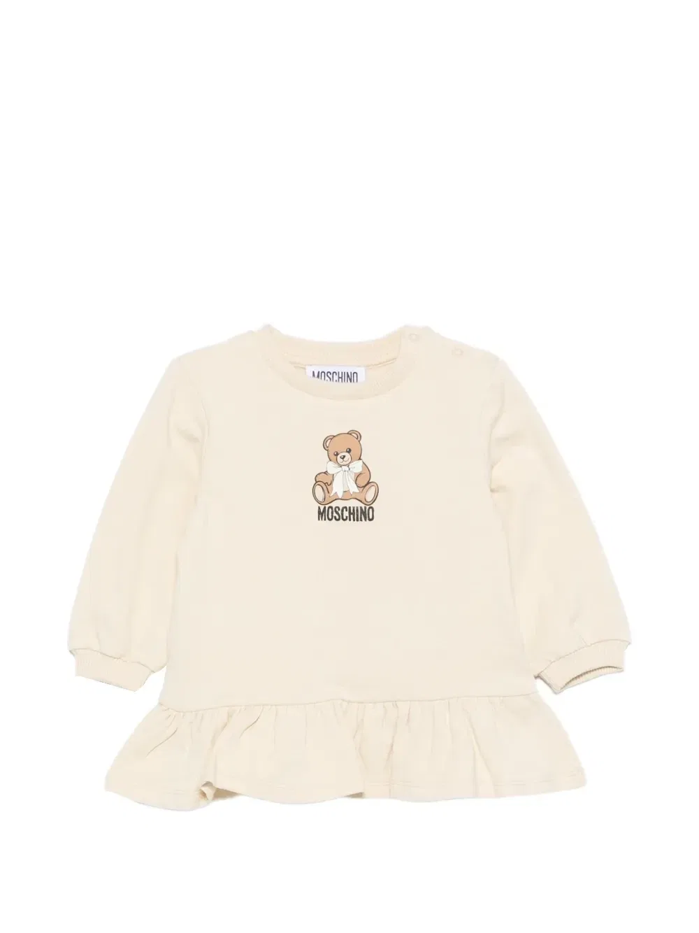 Платье с принтом плюшевого мишки и оборками Moschino Kids, бежевый