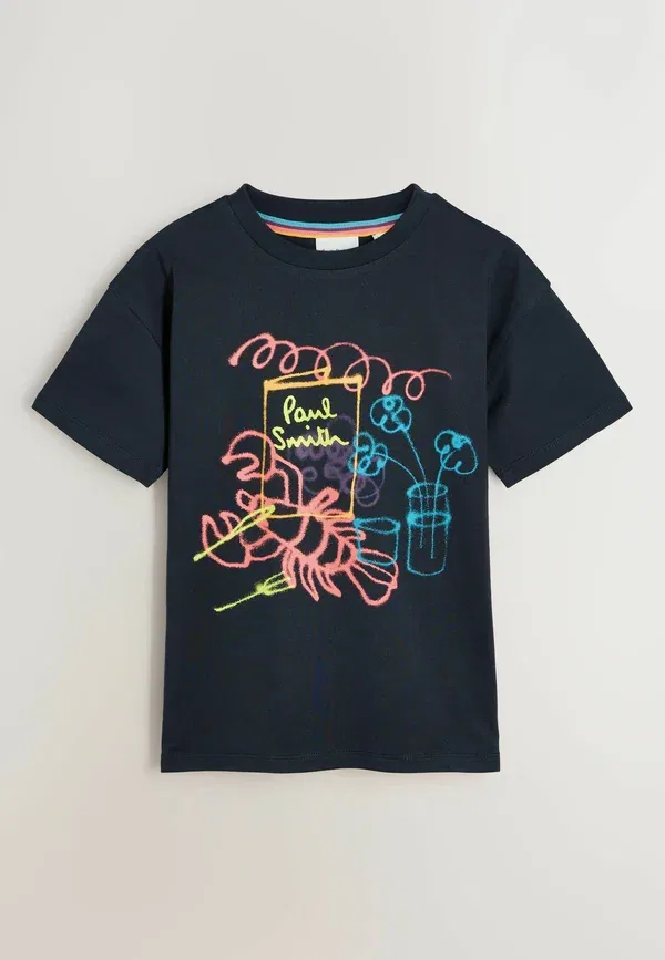 Футболка хлопковая Paul Smith Junior, белый/черный/синий — фото 3