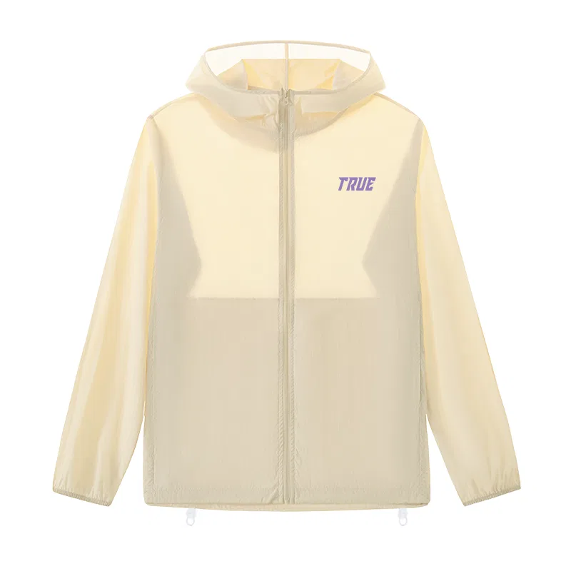 Детское пальто для защиты от солнца с капюшоном MINISO, Mystic Purple Future Chest Logo, Light Beige