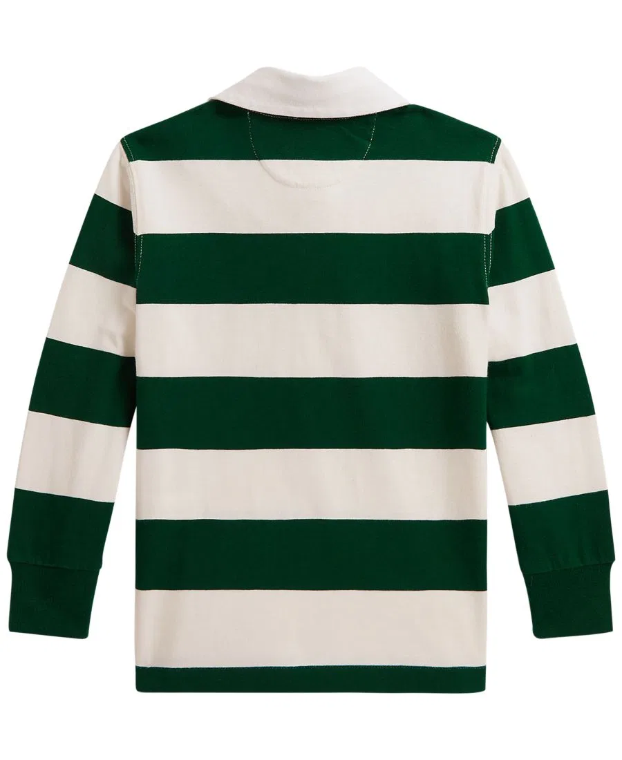 Детская рубашка-регби с длинным рукавом Iconic Long-Sleeve Rugby Shirt Polo Ralph Lauren, Hunter Green Nevis — фото 2