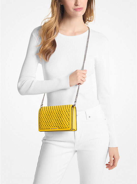 

Сумка Michael Kors Jet Set Medium Woven Leather Crossbody, желтый