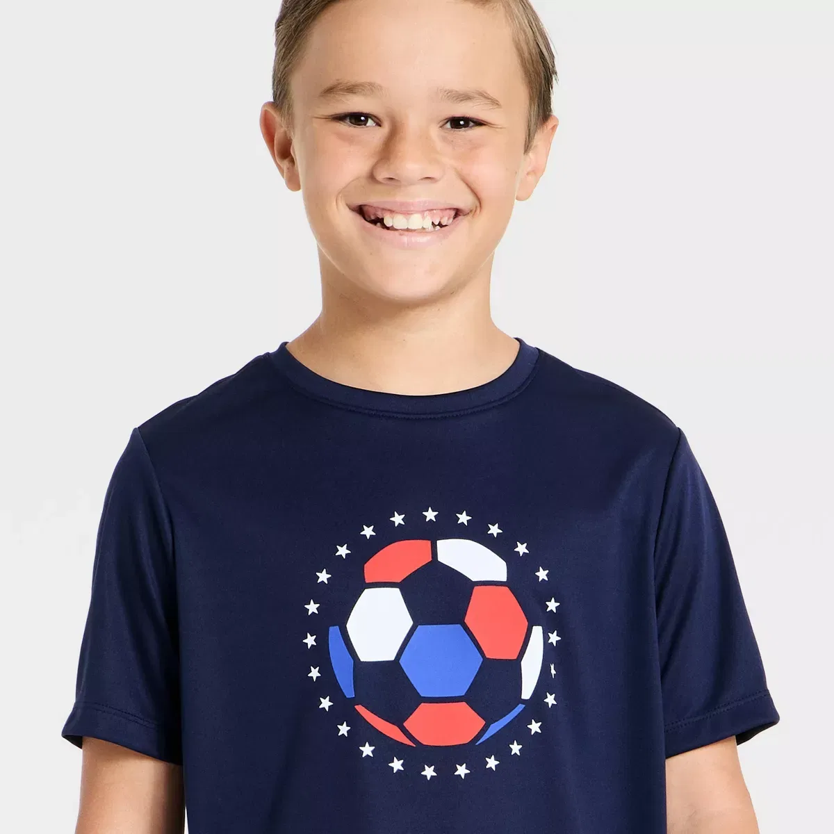 Детская футболка с коротким рукавом с принтом All In Motion KIDS PERFORMANCE, Navy Blue — фото 2
