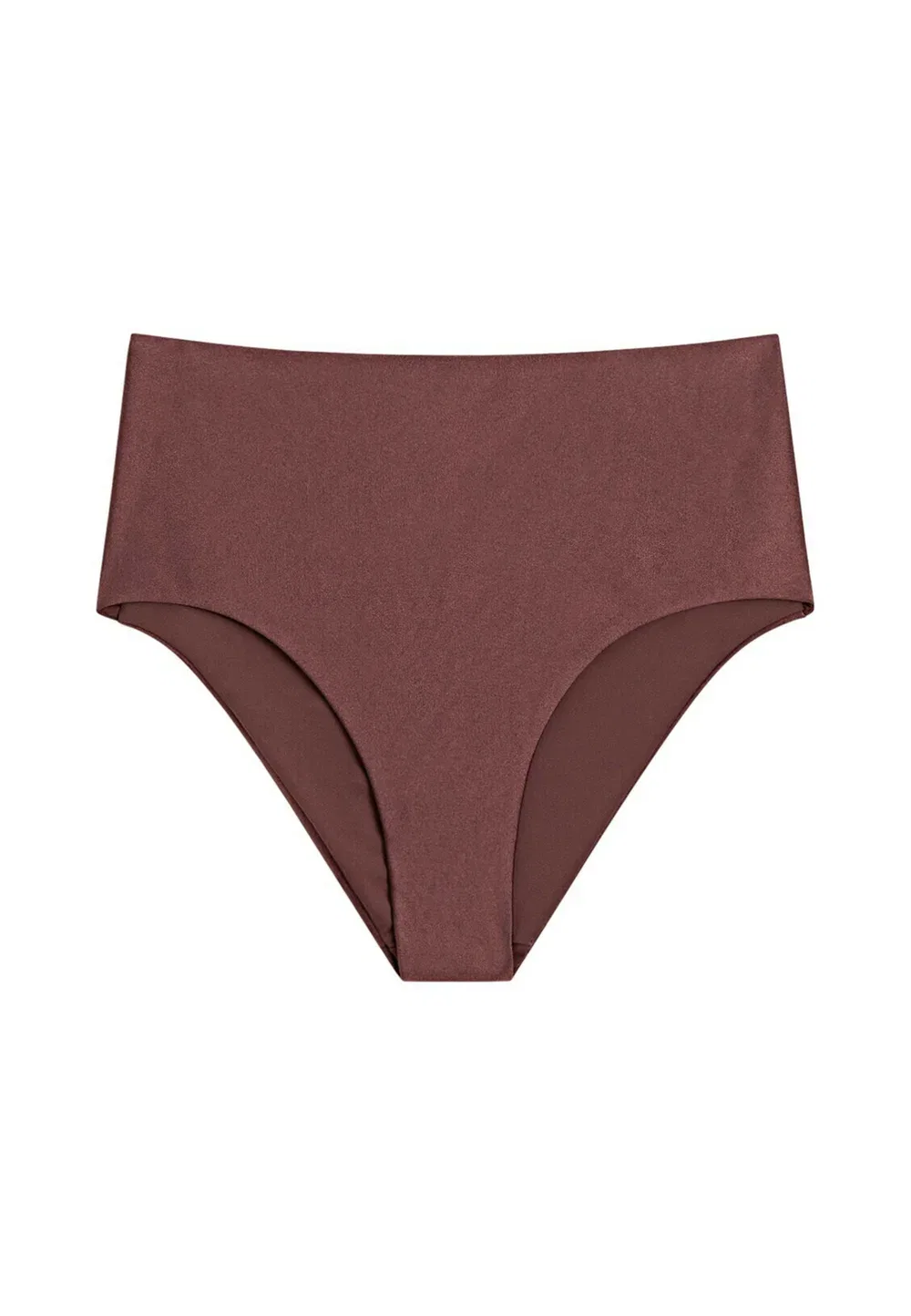 Блестящие плавки от бикини с высокой талией - плавки от бикини Massimo Dutti, Dark Brown — фото 3