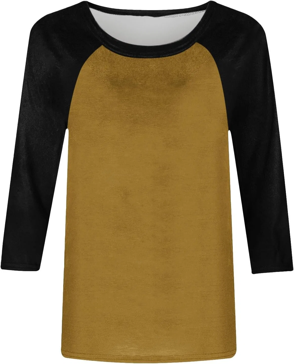 Женская свободная блуза с длинным рукавом 3/4 Color Block, Gold — фото 3