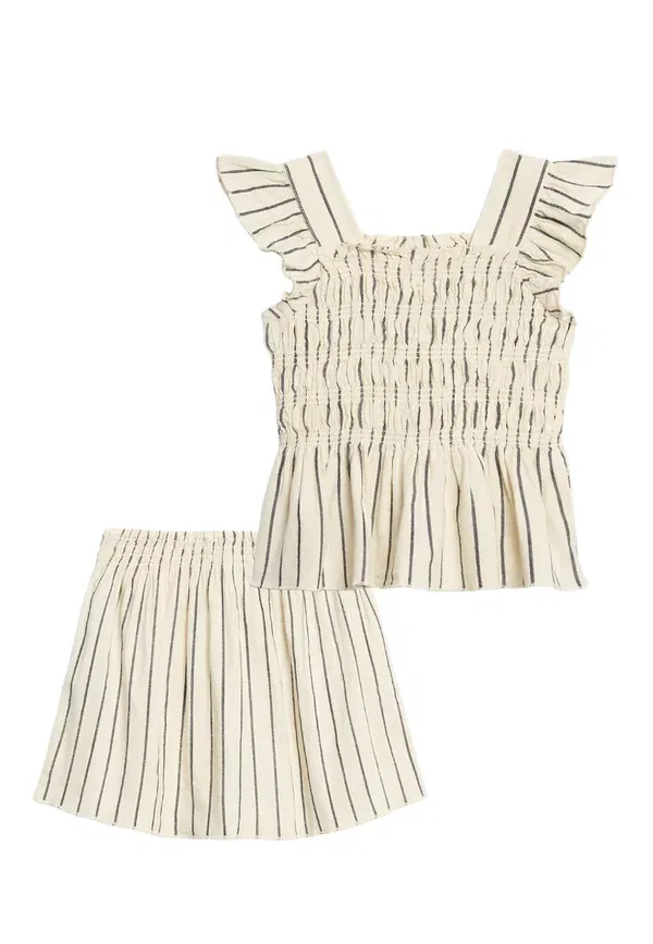 Комплект юбка мини полосатая Set Marks & Spencer, ecru, экрю