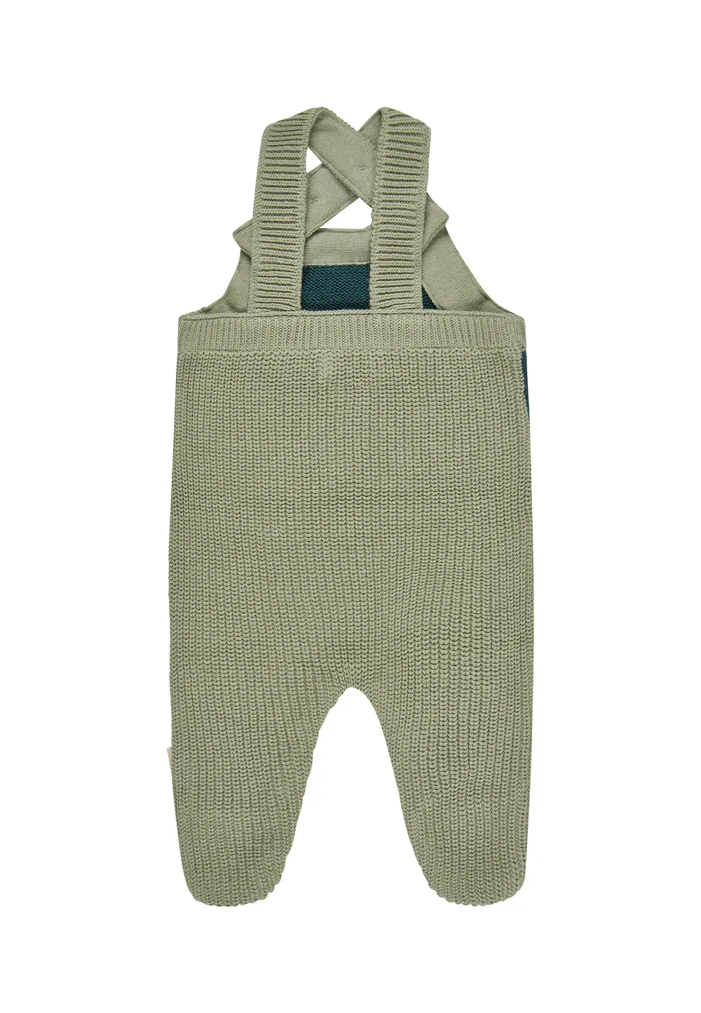 Шорты Strickstrampelhose Colorblock mit Knöpfen An Trägern und Schritt унисекс - комбинезон Sterntaler, Pudergrün — фото 2