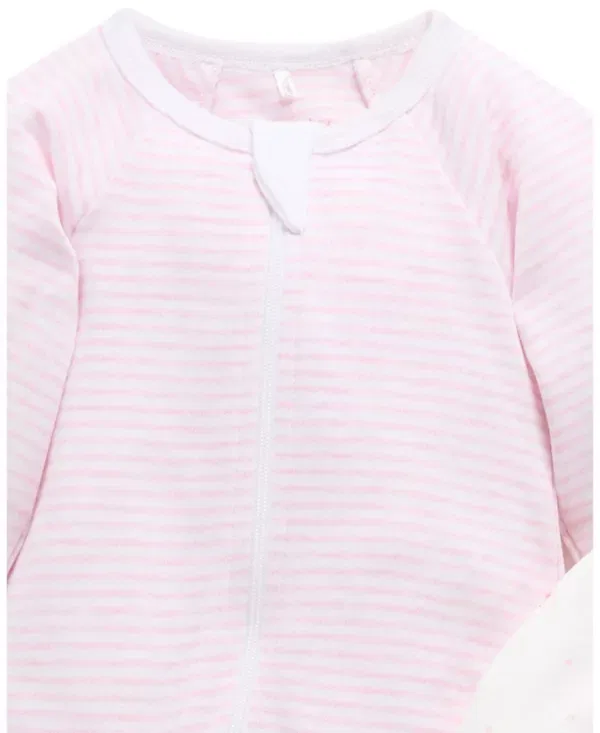 Детский комбинезон на молнии с принтом 2 Pack Zip Footie Purebaby, Pale Pink Bear Pack — фото 3