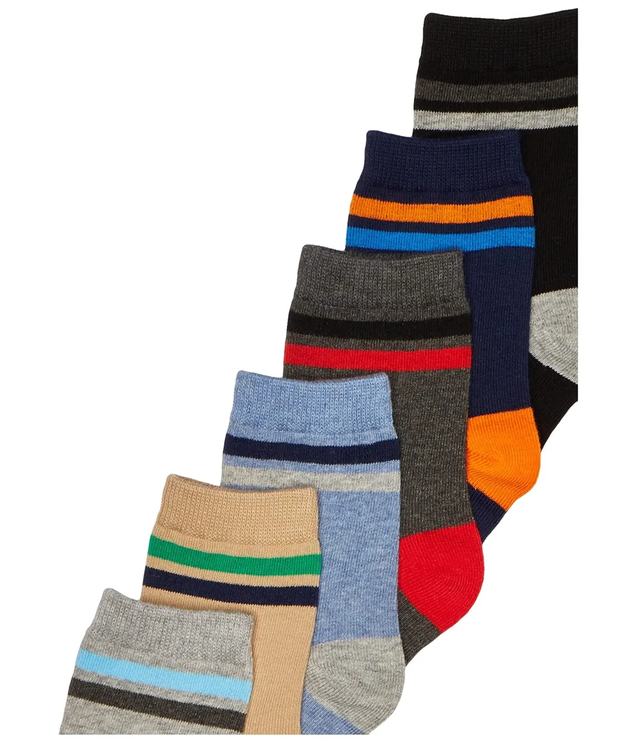 Набор из 6 полосатых носков для мальчиков, разные размеры. Jefferies Socks, Multicolor — фото 2