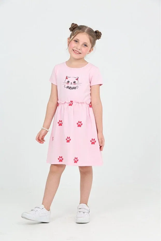 Детское платье для девочек с принтом Toontoy, Light Pink — фото 2