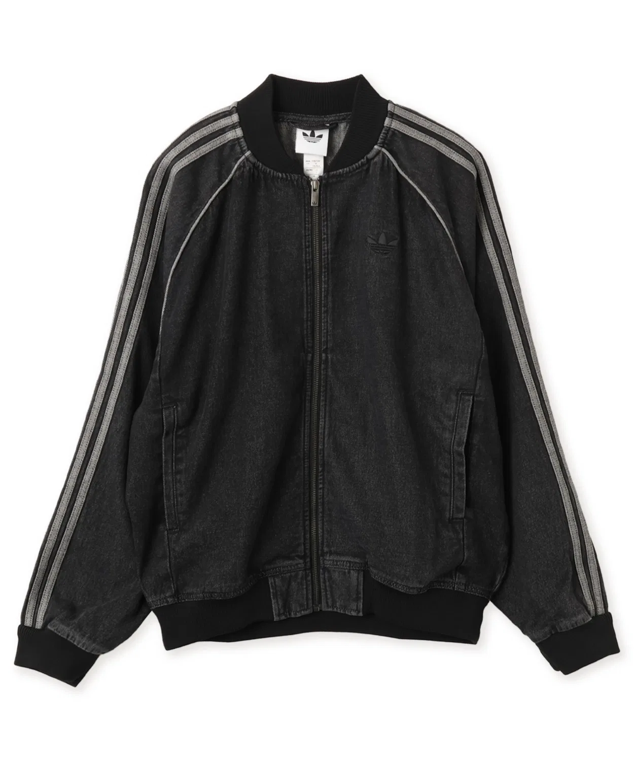 Мужская джинсовая куртка-трактор с молнией, без капюшона, модель SST ADICOLOR DENIM TRACKTOP, Adidas, Черный