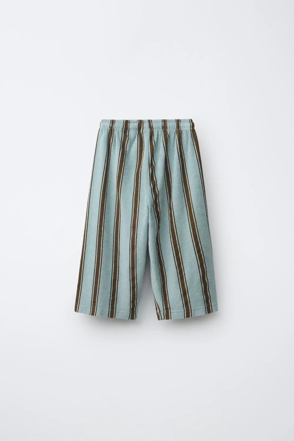Свободные полосатые брюки из махровой ткани ZARA, Blue/Green — фото 2