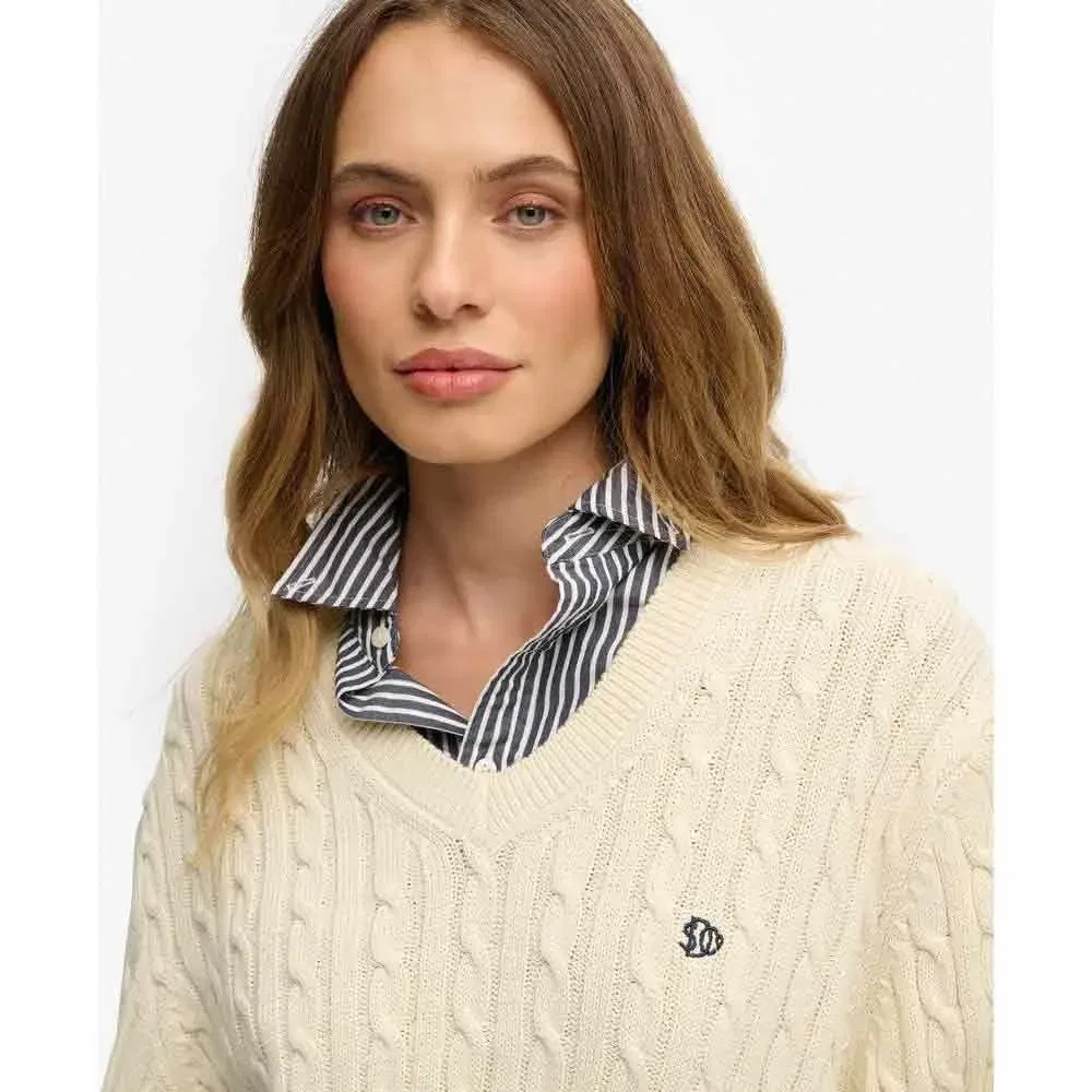 Свитер Oversized Cable V-neck Superdry, желтый — фото 4