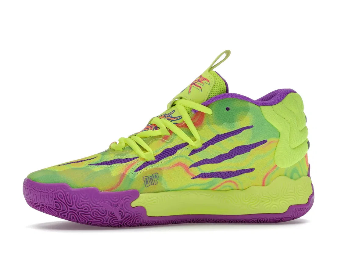 Детские кроссовки для мальчиков баскетбольные Puma LaMelo Ball MB.03 Spark, Safety Yellow/Purple Glimmer — фото 3