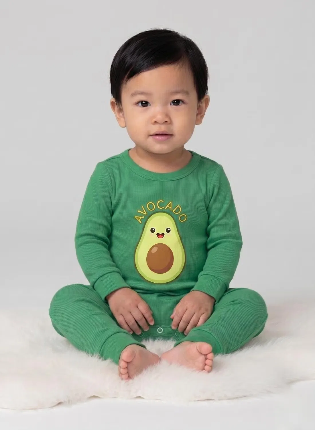 Боди-комбинезон с принтом авокадо Baby avo cute avocado Babyqlo, зеленый — фото 4