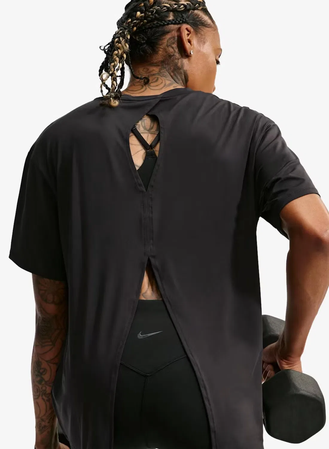 Футболка с завязкой на спине Nike W nk1 df tie back ss, черный — фото 2