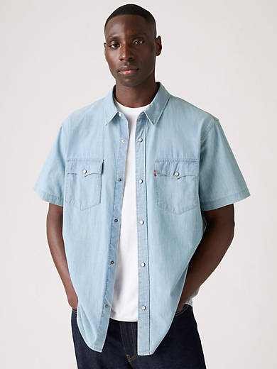 

Рубашка свободного кроя в стиле вестерн с коротким рукавом Levi's, цвет New Hyde Chambray - Blue