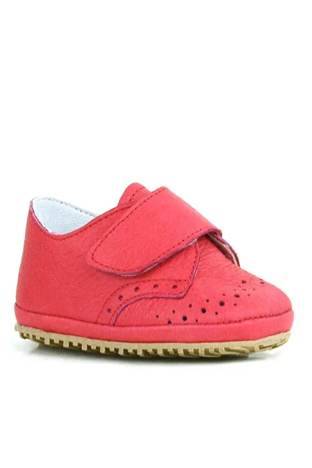Детские пинетки из натуральной кожи на липучке Hapshoe, Red — фото 2