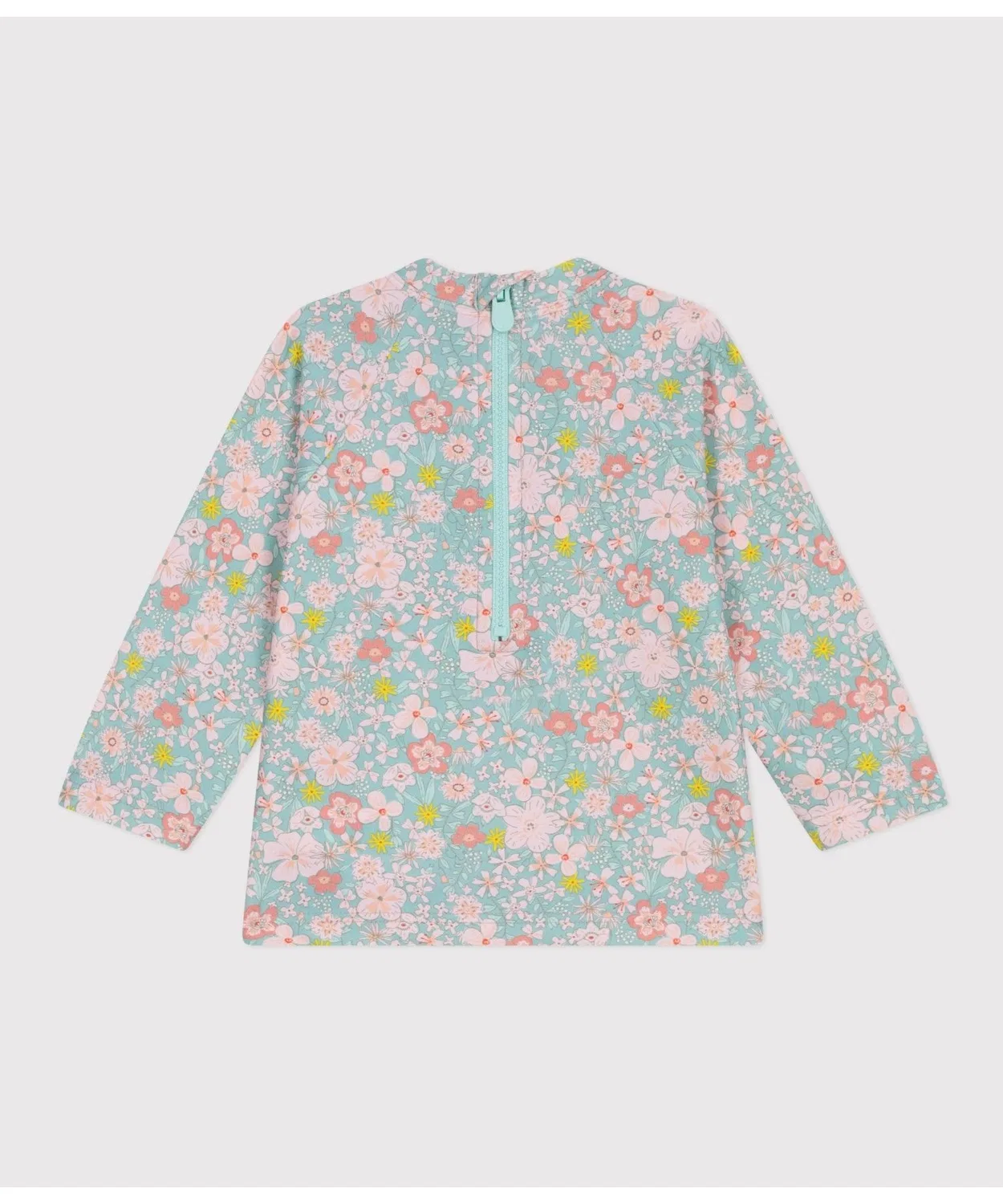 Детский рашгард с длинным рукавомс цветочным принтом PETIT BATEAU, Light Blue — фото 2
