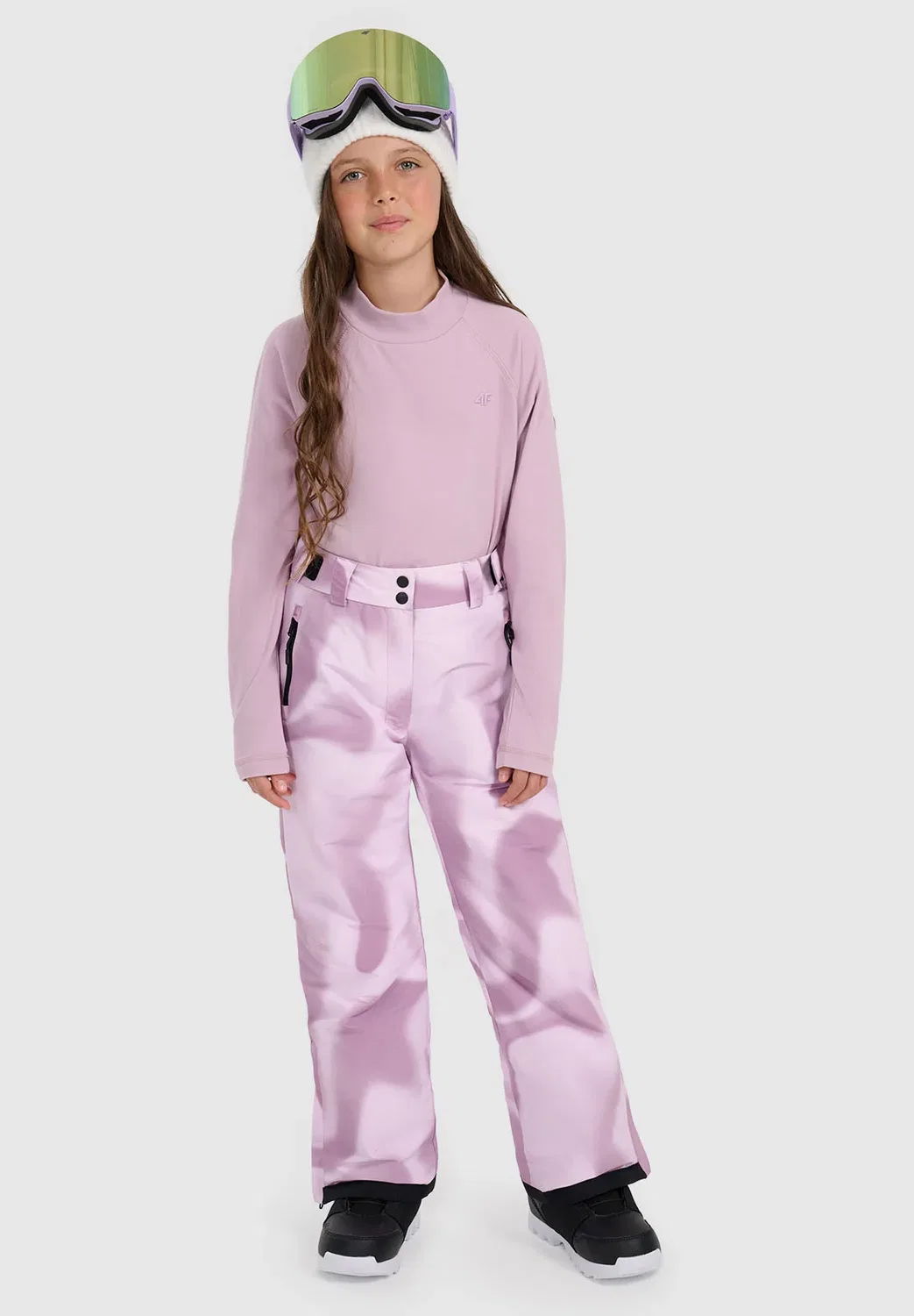 Spodnie Snowboardowe Membrana 10000 Dziewczęce - многоцветный - зимние штаны 4F, Pink-Purple — фото 2