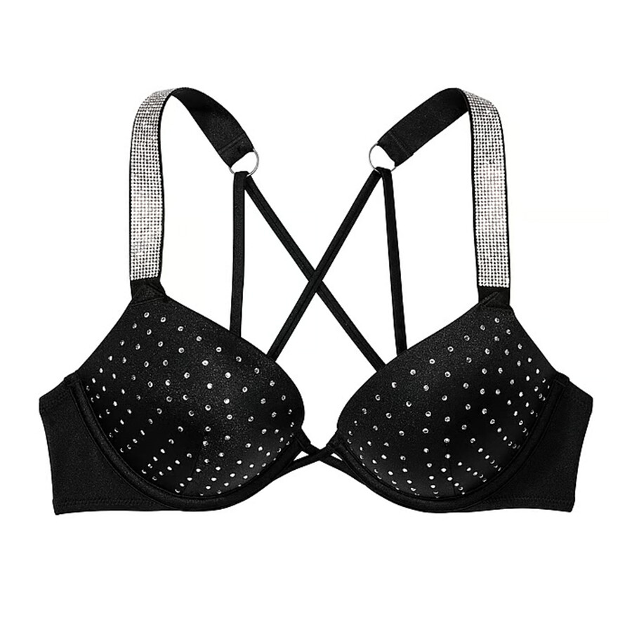 

Топ бикини Victoria's Secret Swim Shine Strap Bombshell Push-Up, черный
