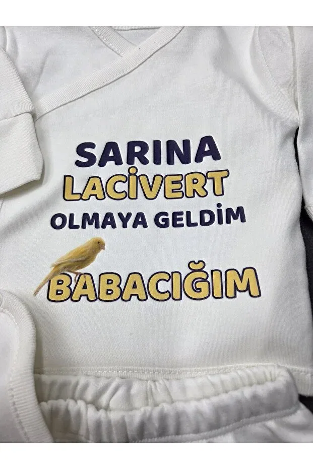 Детский комбинезон с принтом Newborn Gift Baby Bodysuit Lupi, Navy Blue And Yellow — фото 3