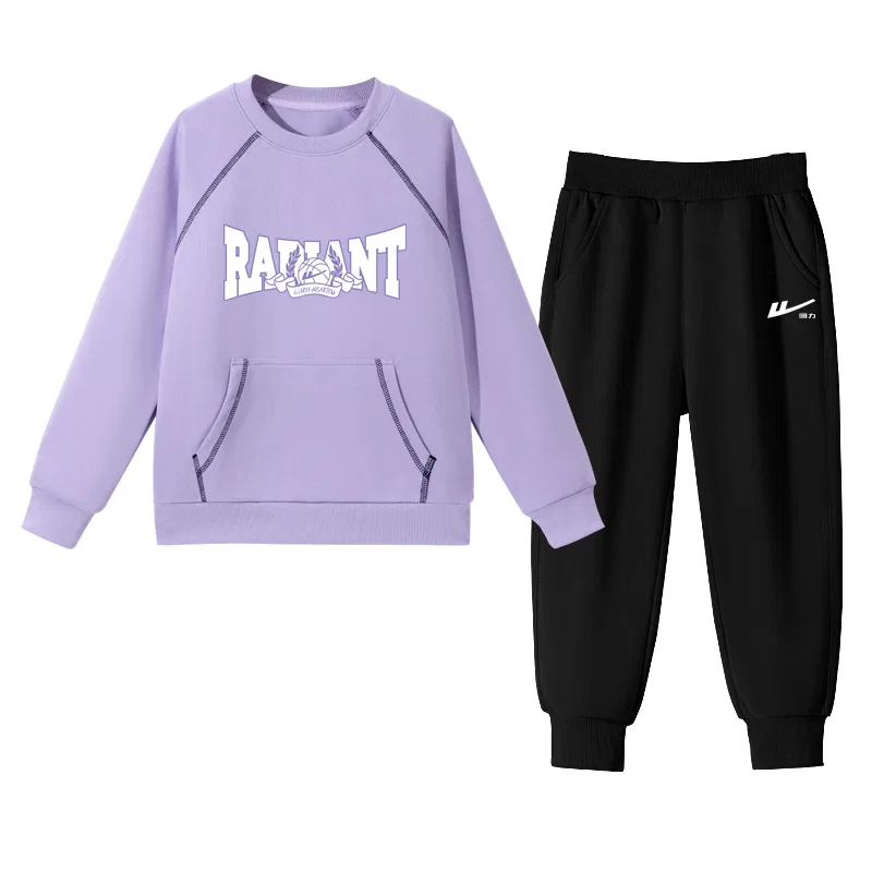 Детский спортивный комплект из двух предметов с принтом, Casual Sportswear, WARRIOR, Light Purple/H White Purple-Black/H Silicone Huili White K